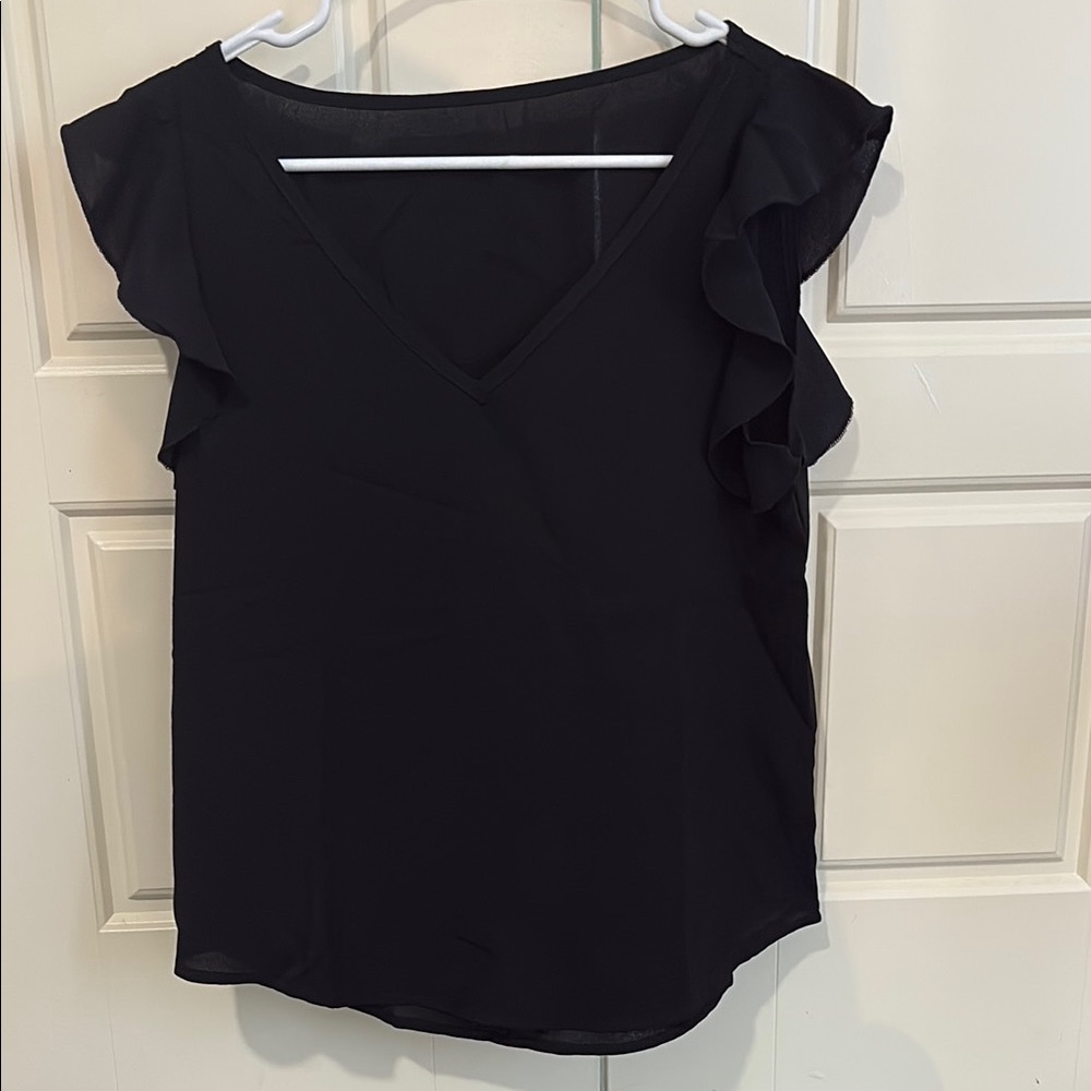 Elegant Black Ruffle Sleeve Top